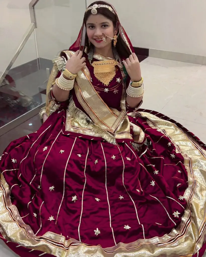 Satin Rajputi Poshak 24 Kali Blue Colour