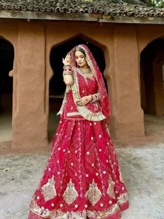 Rajasthani Red Bandhani Poshak
