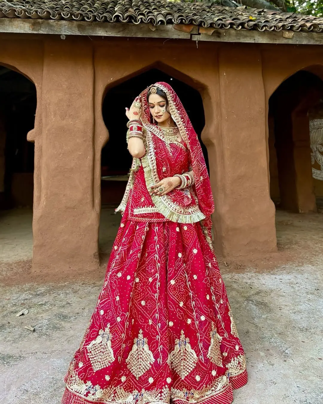Rajasthani Red Bandhani Poshak Rajasthani Red Bandhani Poshak