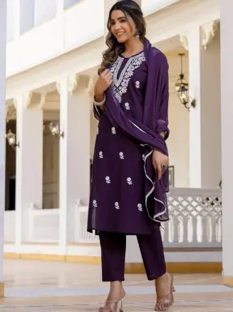 Purple Colour Kurta set for women