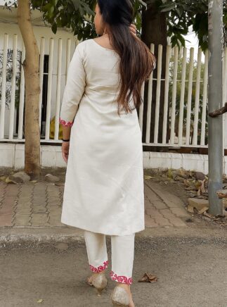 off white kurta set with dupatta