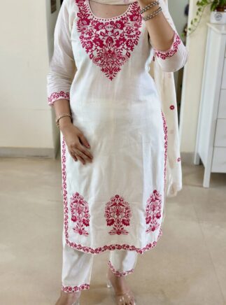 off white kurta set with dupatta