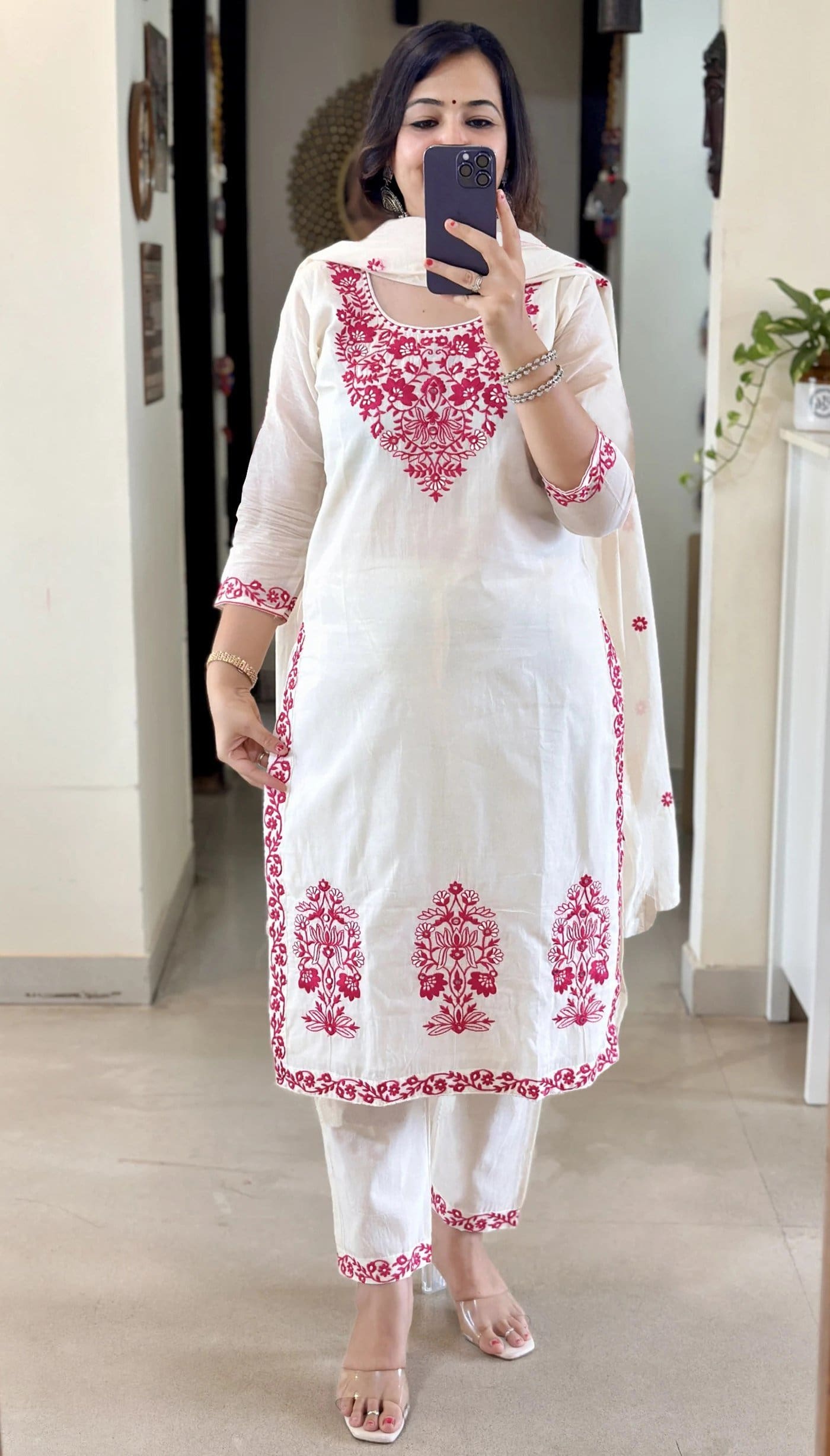 off white kurta set with dupatta off white kurta set with dupatta