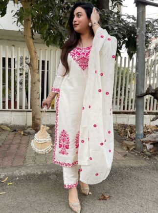 off white kurta set with dupatta