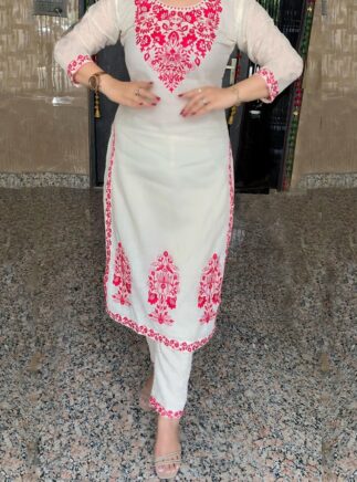 off white kurta set with dupatta