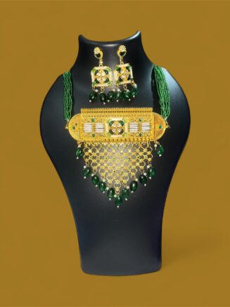 traditional gold plated necklace set with earrings for women