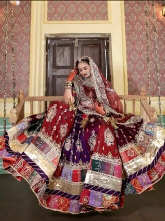 Buy Heavy 6 MTR Gher Multi Colour Rajputi Poshak in India