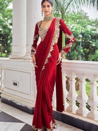 Party Wear Georgette Saree with Blouse Piece