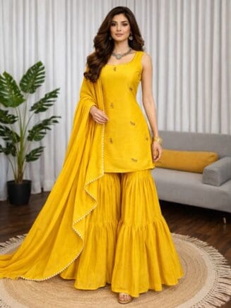 Buy Yellow Trendy Sharara Set for Women in India