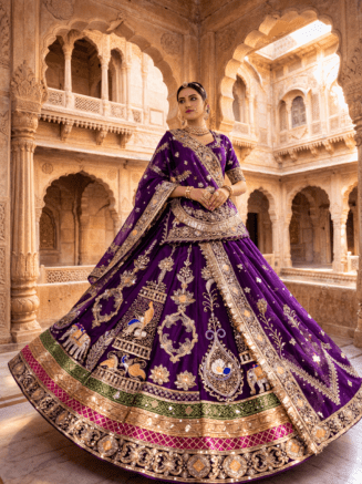 Bright Purple Heavy Flair Trendy New Rajputi Poshak