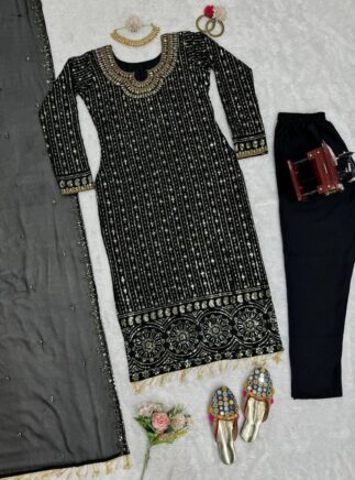 Mirror Work Designer Suit Set with Dupatta – Party Wear | RjPoshak