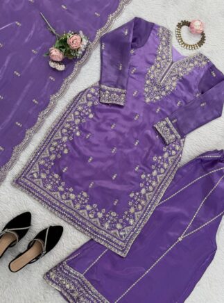 Designer JMC Silk Palazzo Set with Dupatta – Thread & Sequin Work Ethnic Wear | RjPoshak