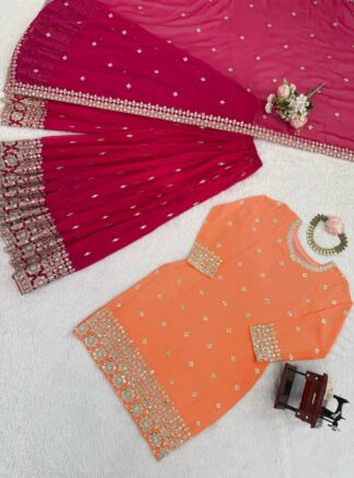 Buy Peach Palazzo Suit With RjPoshak