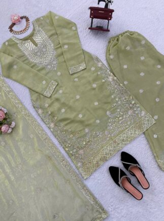 Women’s Designer Silk Suit Set with Plazo & Dupatta – Festive Wear | RjPoshak