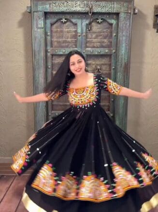 Home 25 Black Georgette Lehenga Set with Sequins Work | Designer Festive Wear-RjPoshak