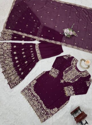 Designer Georgette Sharara Set with Embroidery & Dupatta RjPoshak