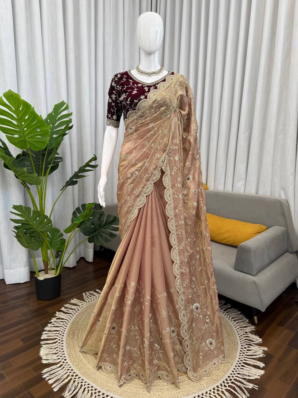 photo_2_2026-02-03_20-38-57 Peach Rose Gold Designer Saree by RjPoshak,