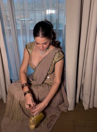 Designer Mirror Work Ready-to-Wear Saree with Blouse | RjPoshak