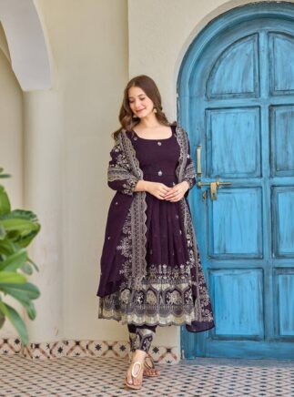 Festive Wear Anarkali Suit with Dupatta & Pant | RjPoshak