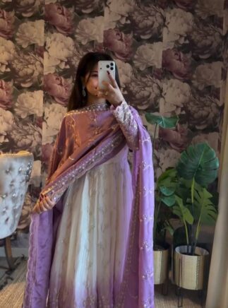 Designer Star Georgette Anarkali Suit Set with Dupatta – Festive Wear | RjPoshak