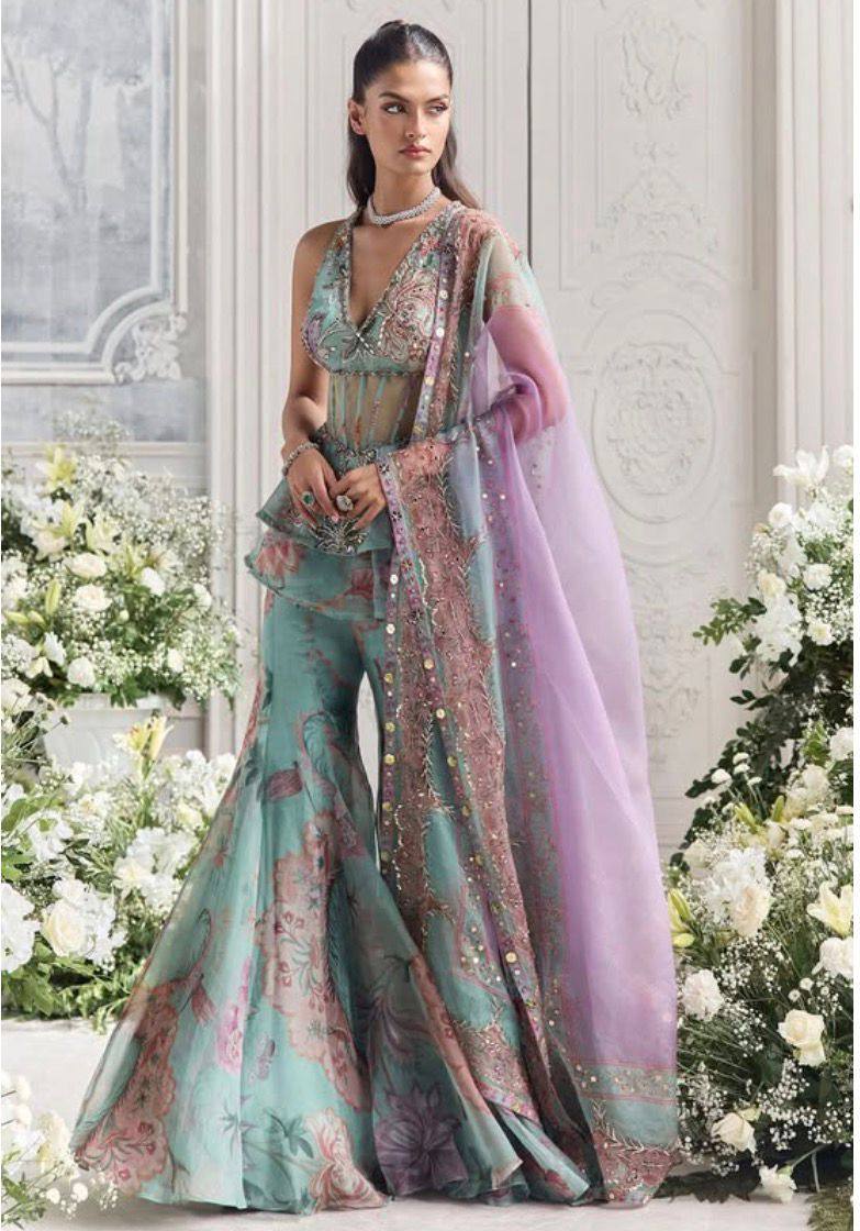 photo_2_2026-02-17_20-21-32 Sky Blue Digital Print Faux Georgette Top Palazzo Set with Dupatta – Party & Festive Wear | RjPoshak