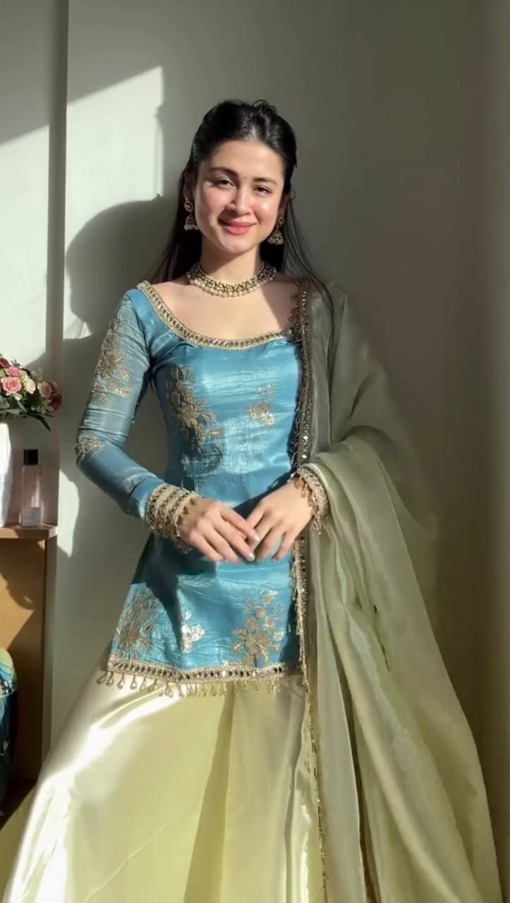 photo_2_2026-02-22_09-55-17 RjPoshak Fendy Silk Kurta Palazzo Set with Real Mirror Work Dupatta