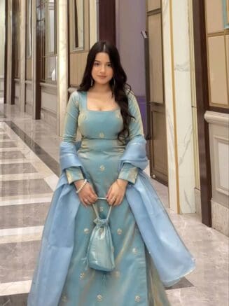 Fandy Silk Designer Suit Set with Plazo & Dupatta – Festive & Party Wear | RjPoshak