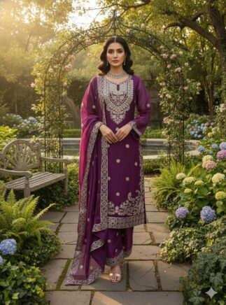 Designer JMC Silk Kurta Plazo Set with Dupatta – Festive Wear | RjPoshak