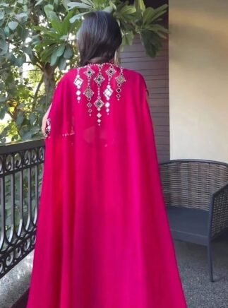 Pink Mirror Work Georgette Lehenga Choli with Shrug – Party & Festive Wear | RjPoshak