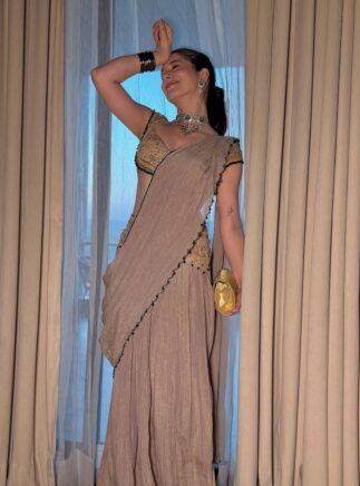 Designer Mirror Work Ready-to-Wear Saree with Blouse | RjPoshak