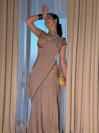 Designer Mirror Work Ready-to-Wear Saree with Blouse | RjPoshak