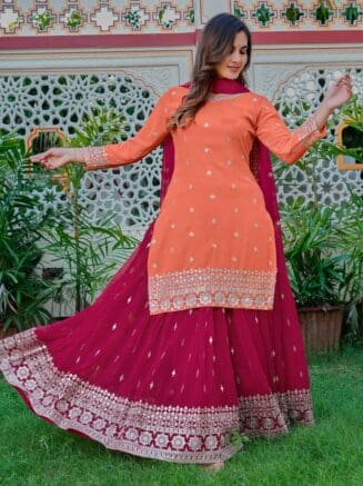 Buy Peach Palazzo Suit With RjPoshak