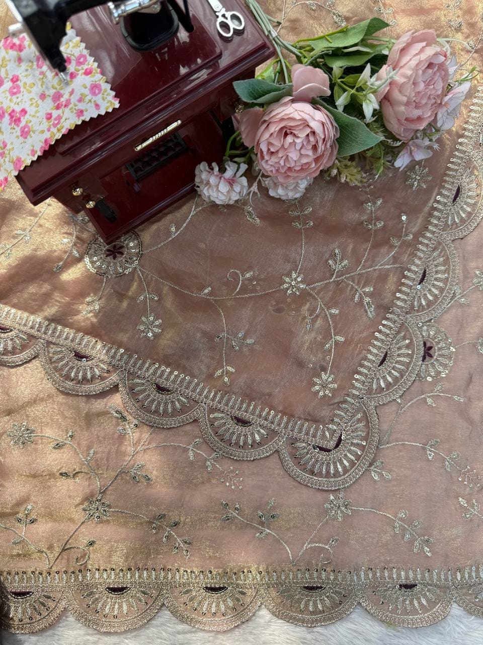 photo_7_2026-02-03_20-38-57 Peach Rose Gold Designer Saree by RjPoshak,