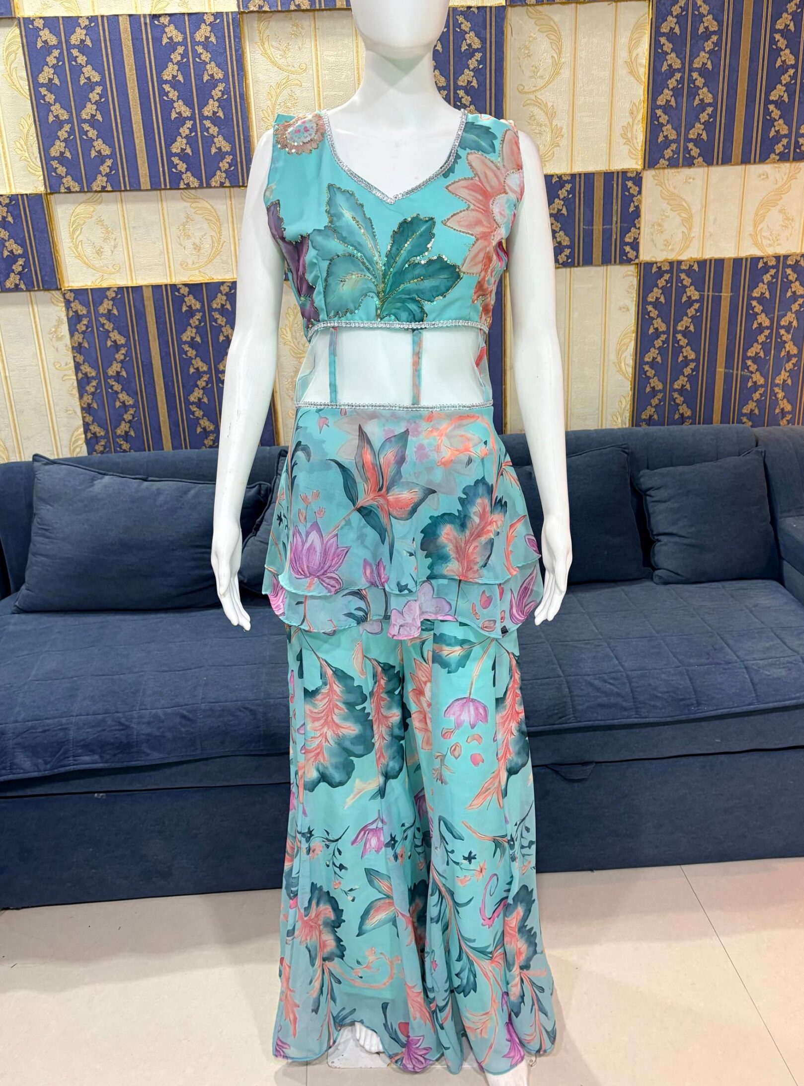 photo_8_2026-02-17_20-21-35 Sky Blue Digital Print Faux Georgette Top Palazzo Set with Dupatta – Party & Festive Wear | RjPoshak