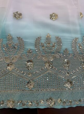 Sky Blue & White Star Georgette Anarkali Suit Set with Dupatta – Festive Wear | RjPoshak