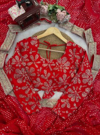 Designer Faux Georgette Saree with Thread and Sequins Work – RjPoshak