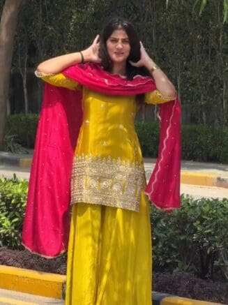 Buy Designer Yellow Sharara Set for Women-RjPoshak