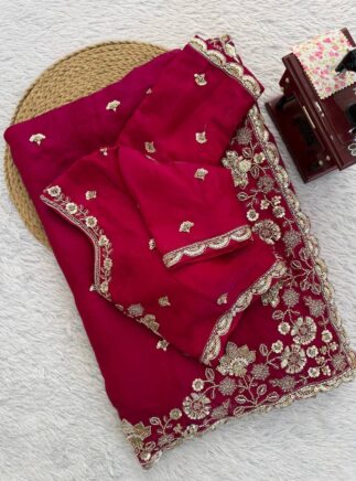 Buy Online Red Designer Fendy Silk Saree for Women-RjPoshak