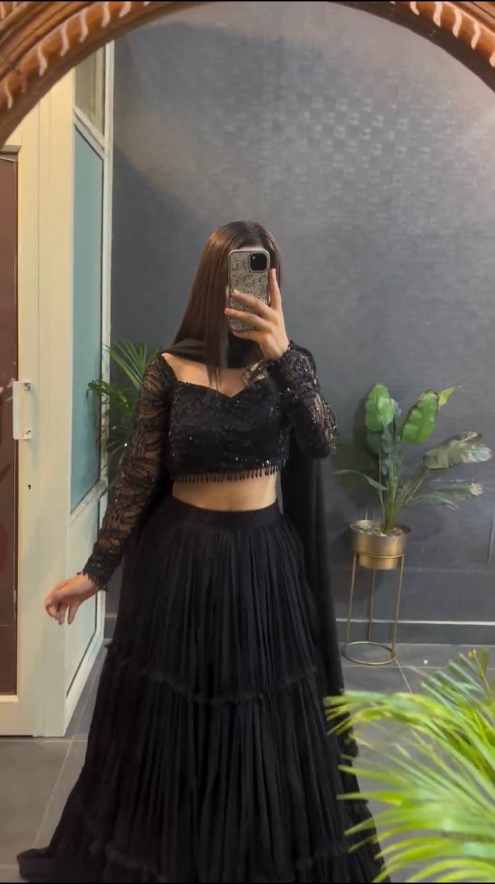 photo_1_2026-03-02_21-08-11 Buy Black Ruffle Style Georgette Lehenga Choli- RjPoshak