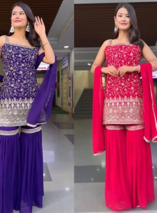 designer faux georgette sharara suit set for women