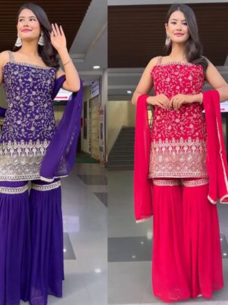 designer faux georgette sharara suit set for women