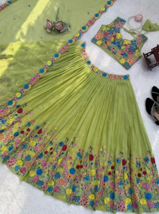 Designer Organza Silk Lehenga Choli with Sequins Work – RjPoshak