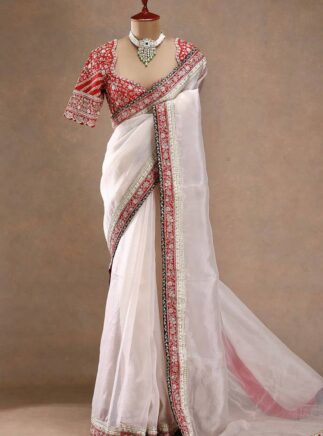 Buy Tibby Silk Saree with Designer Blouse – Party Wear & Wedding Saree for Women | RjPoshak