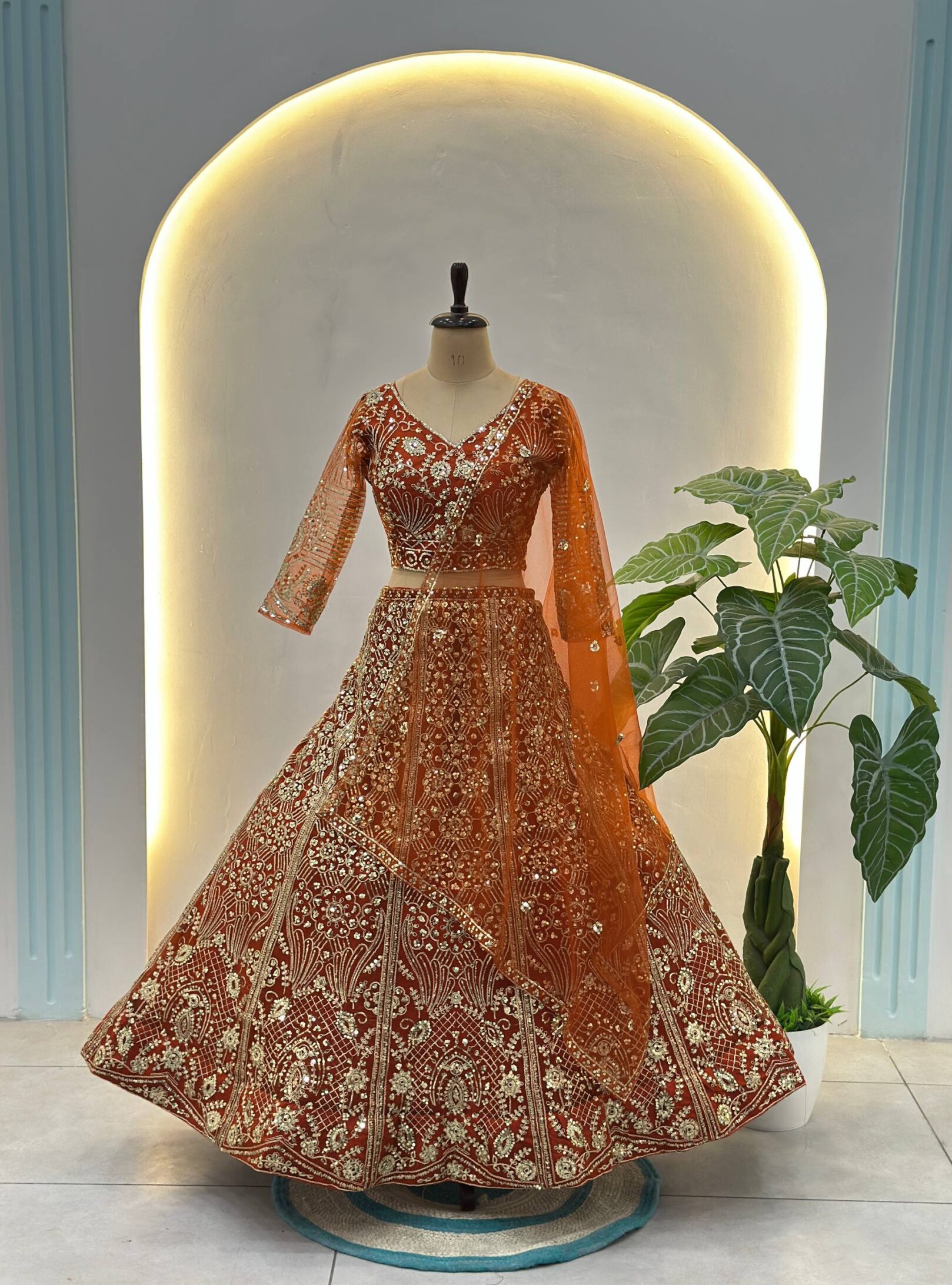 Buy Butterfly Net Lehenga Choli with Sequins & Coding Embroidery – Designer Wedding Lehenga for Women | RjPoshak