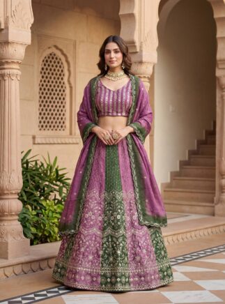 RjPoshak Designer Chinon Lehenga Choli with Sequins Embroidery for Women