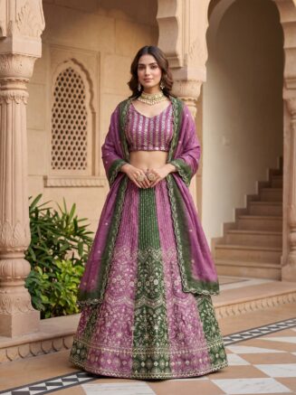 RjPoshak Designer Chinon Lehenga Choli with Sequins Embroidery for Women