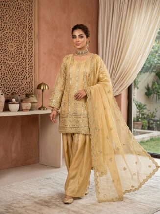 Designer JMC Silk Plazzo Set for Women with Dupatta – Thread Sequins Work Ethnic Wear | RjPoshak