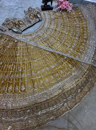 Designer Brown Net Lehenga Choli with Zari & Sequins Embroidery – Wedding Party Wear | RjPoshak