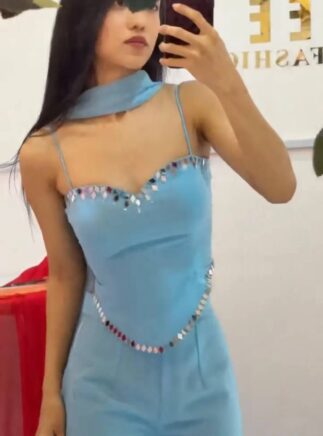 Designer Mirror Work Sharara Set in Faux Georgette – RjPoshak