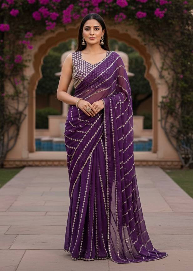 photo_3_2026-03-02_08-12-36 Buy Online Purple Faux Georgette Mirror Work Saree- RjPoshak